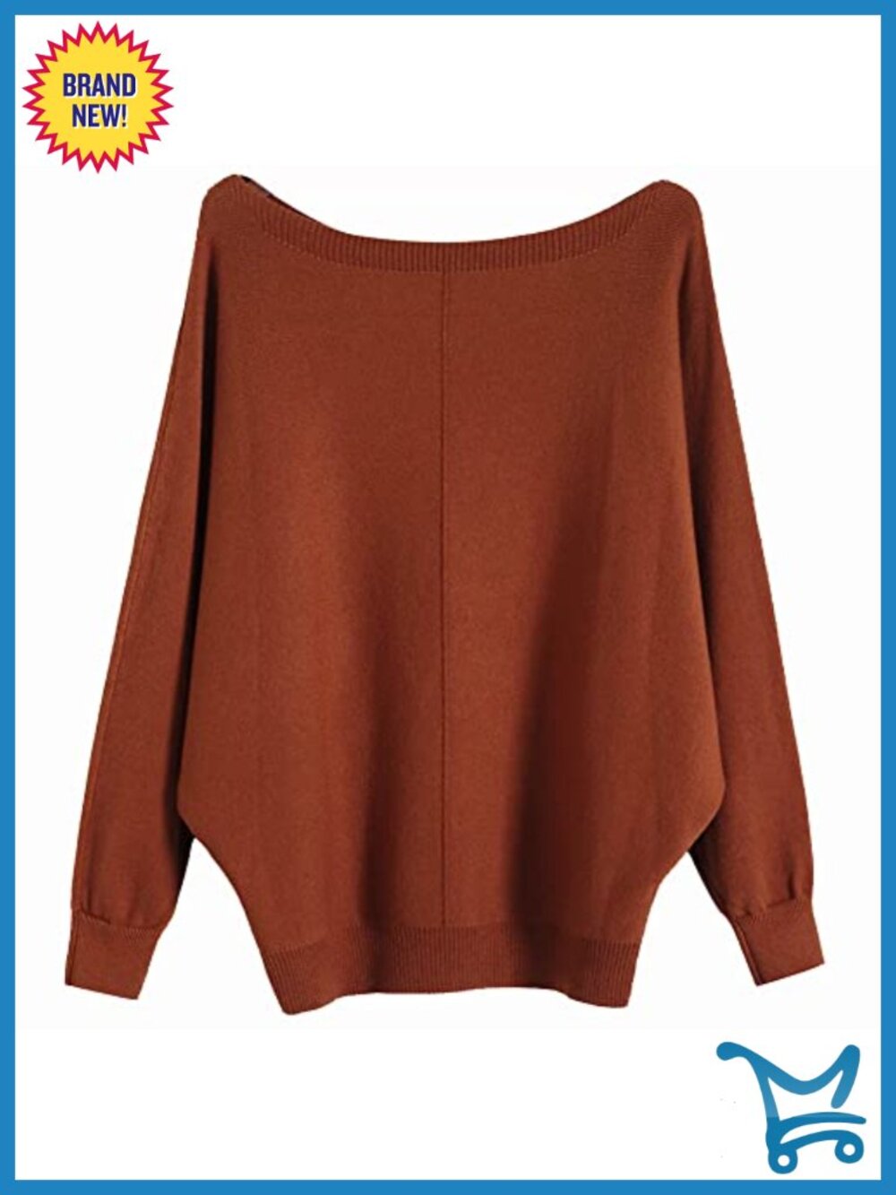 Oversized Boat Neck Batwing Knitted Sweater Ribbed Dolman Pullover